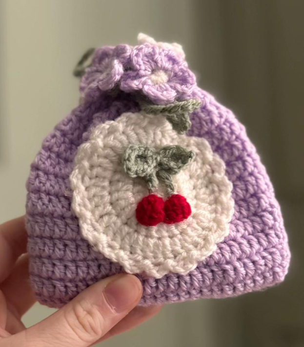 Cherry Crochet Pouch
