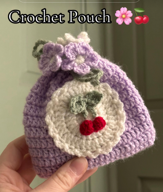 Cherry Crochet Pouch